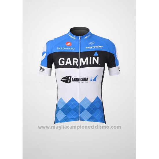 2012 Abbigliamento Ciclismo Garmin Cervelo Bianco e Celeste Manica Corta e Salopette
